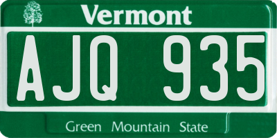 VT license plate AJQ935