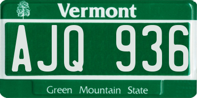 VT license plate AJQ936