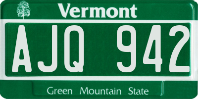 VT license plate AJQ942