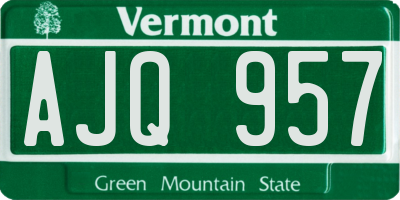 VT license plate AJQ957