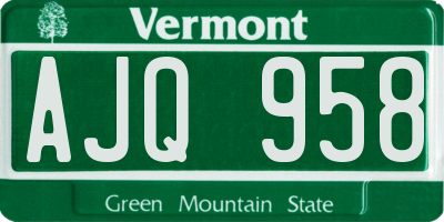 VT license plate AJQ958