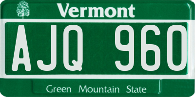 VT license plate AJQ960