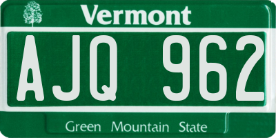 VT license plate AJQ962