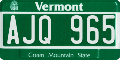 VT license plate AJQ965