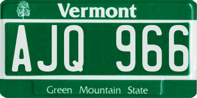 VT license plate AJQ966