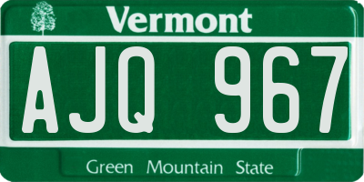 VT license plate AJQ967