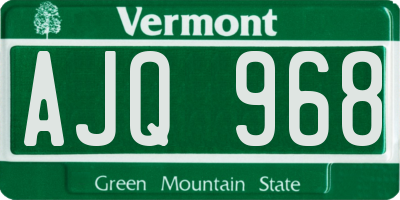 VT license plate AJQ968