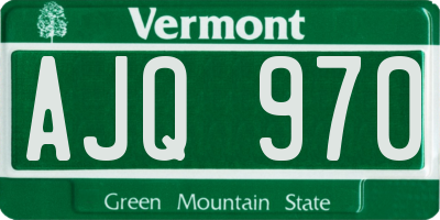 VT license plate AJQ970