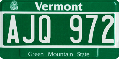 VT license plate AJQ972