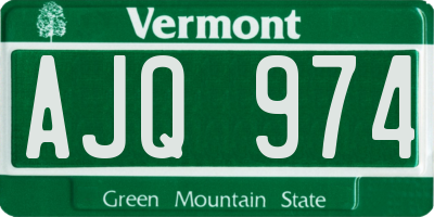 VT license plate AJQ974