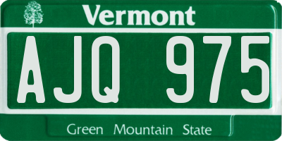 VT license plate AJQ975