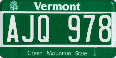 VT license plate AJQ978
