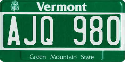 VT license plate AJQ980