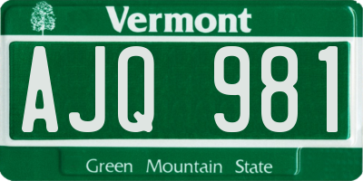 VT license plate AJQ981