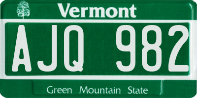 VT license plate AJQ982