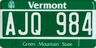 VT license plate AJQ984