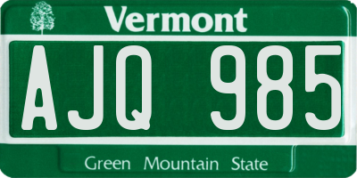 VT license plate AJQ985