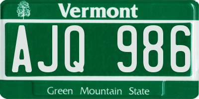 VT license plate AJQ986
