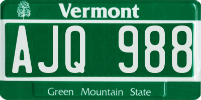 VT license plate AJQ988