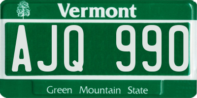 VT license plate AJQ990
