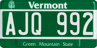 VT license plate AJQ992