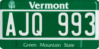 VT license plate AJQ993