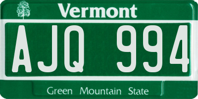 VT license plate AJQ994