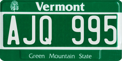 VT license plate AJQ995
