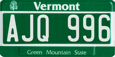 VT license plate AJQ996
