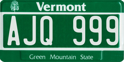 VT license plate AJQ999