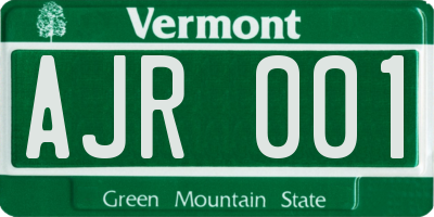 VT license plate AJR001