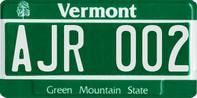 VT license plate AJR002