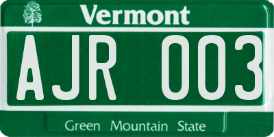 VT license plate AJR003