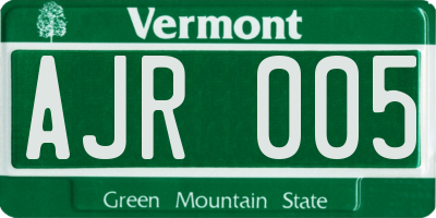 VT license plate AJR005
