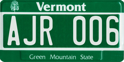 VT license plate AJR006