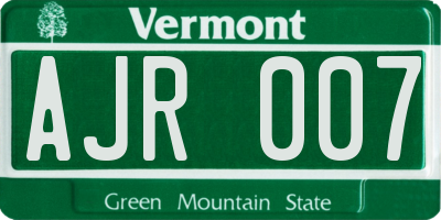 VT license plate AJR007