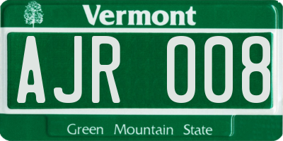 VT license plate AJR008