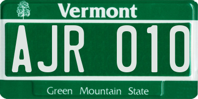 VT license plate AJR010