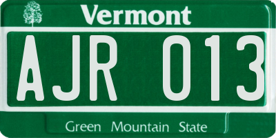 VT license plate AJR013