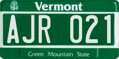 VT license plate AJR021