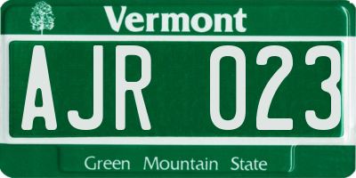 VT license plate AJR023