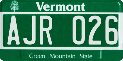 VT license plate AJR026