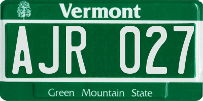 VT license plate AJR027