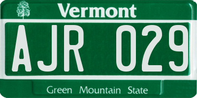 VT license plate AJR029