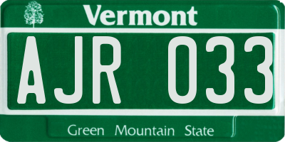 VT license plate AJR033