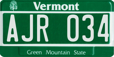 VT license plate AJR034