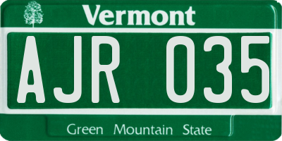 VT license plate AJR035