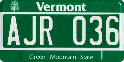 VT license plate AJR036