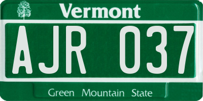 VT license plate AJR037