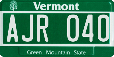 VT license plate AJR040